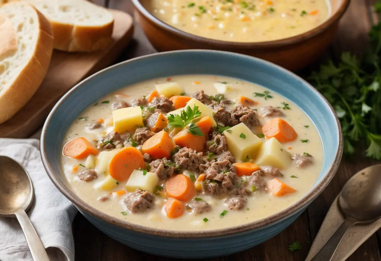 Best Crockpot Creamy Potato Hamburger Soup Recipe 1 Best Crockpot Creamy Potato Hamburger Soup Recipe